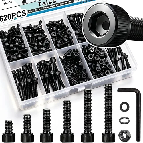 Vista 12 de Taiss 10 piezas de tornillos de cabeza hexagonal de 5/16-18x1, pernos para muebles, tornillos para muebles de acero inoxidable 304, pernos de 1/4