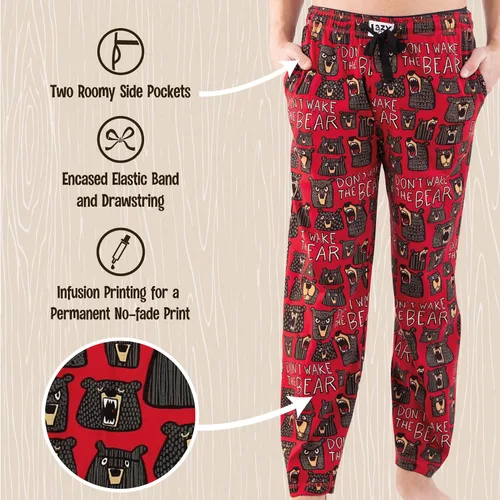 Vista 6 de Lazy One Bear & Bigfoot - Pantalones de pijama para hombre, pantalones separados para hombre, pantalones de descanso, divertidos, humorísticos