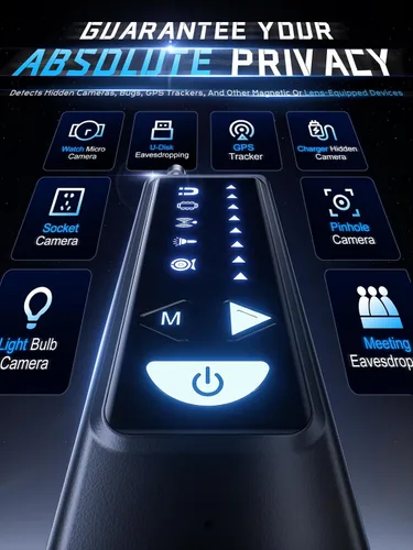 Vista 8 de Detectores de cámara oculta AI All‑in‑9, detector de RF, rastreador GPS y Negro