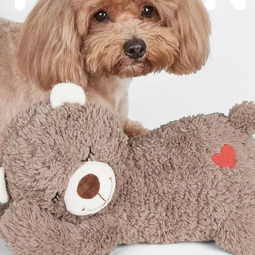 Vista 5 de Almohada de felpa con suave sonido de latido del corazón para dueños ocupados, juguete de latido del corazón del perro