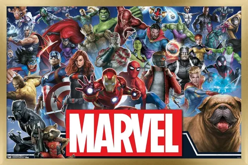 Vista 19 de Trends International Marvel Comics - Póster de pared de héroes del universo Marvel, 14.725 x 22.375 pulgadas, versión enmarcada de madera de granero