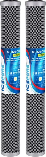 Vista 16 de ICEPURE Cartucho de filtro de agua KDF y carbón activado para toda la casa, 5 micrones, 20 x 2.5 pulgadas, repuesto de filtro de extracción