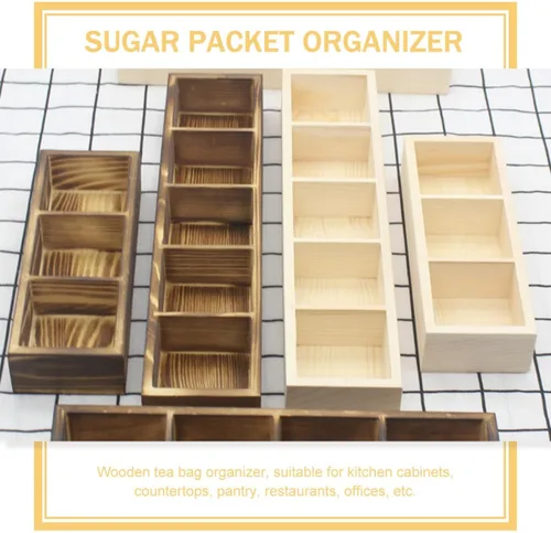 Vista 3 de DECHOUS Wooden 3 Compartment Tea Bag Holder Organizer for Countertop