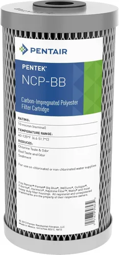 Vista 7 de Pentair Pentek NCP-10 Filtro de agua de carbono, 10 pulgadas, cartucho de filtro plisado impregnado de carbono sin celulosa, 10 x 2.5 pulgadas, 10