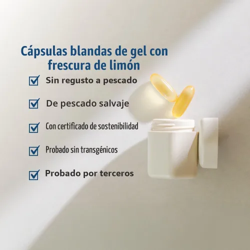Vista 4 de Cápsulas blandas de gel con sabor a limón ProOmega 2000 de Nordic Naturals. 120 cápsulas.