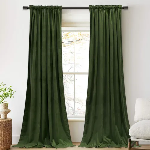 Vista 15 de Benedeco - Cortinas de terciopelo burdeos para ventana de dormitorio con pompón, cortinas de lujo súper suaves, oscurecimiento y aislamiento térmico