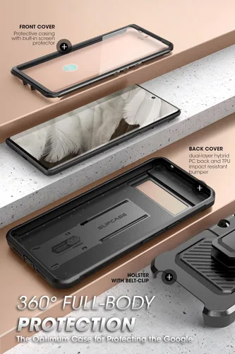 Vista 2 de SUPCASE Funda para Google Pixel 8 con soporte y clip para cinturón (Unicorn Beetle Pro), [protector de pantalla integrado]