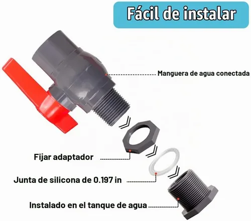 Vista 4 de QuQuyi - Kit de grifo de válvula de barril de lluvia de PVC de 1 pulgada con válvula de bola y adaptador de montaje de mamparo para tanques de agua