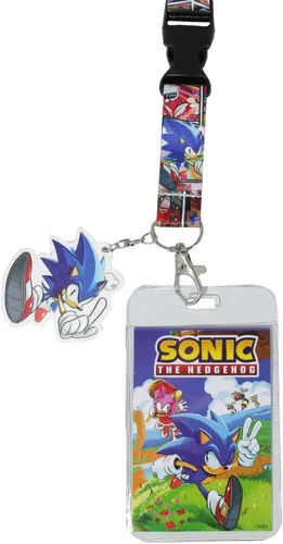 Vista 2 de Sonic the Hedgehog - Soporte para tarjetas de identificación con tira de cómic con dije de goma