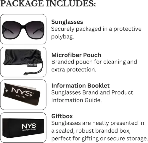 Vista 6 de NYS Collection Gafas de sol de gran tamaño para mujer, estilo retro, a la moda, 100% protección UV400