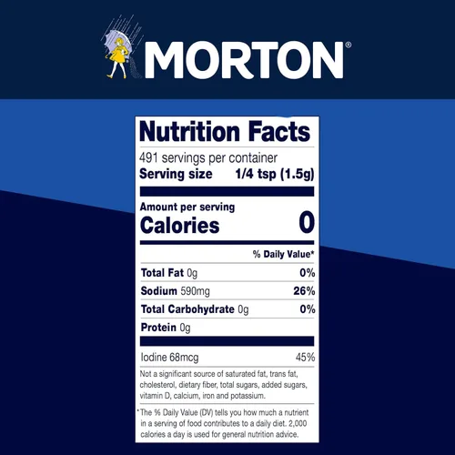 Vista 6 de Morton Sal yodada, multiusos, (26 onzas), paquete de 2 – multiusos, perfecta para cocinar y usar en la mesa