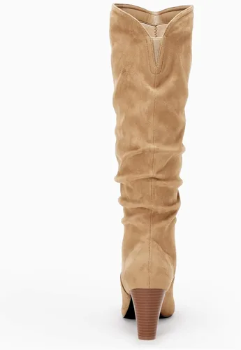 Vista 5 de Coutgo Botas altas hasta la rodilla para mujer, con tacón ancho de pantorrilla, puntera puntiaguda, botas largas para invierno