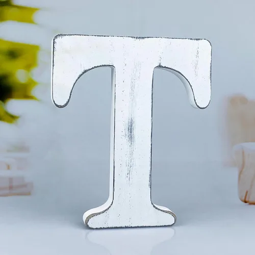 Vista 27 de Letras rústicas de madera blanca de 6 pulgadas, letras de madera sin terminar para decoración de pared, letras blancas retro de pie, decoración