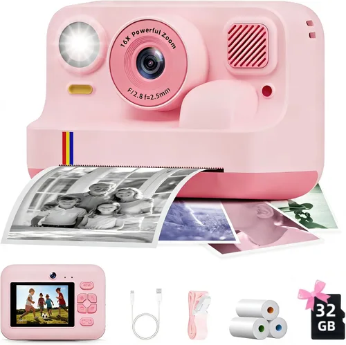 Vista 12 de Cámara de impresión instantánea para niños, regalos de cumpleaños de Navidad para niñas y niños de 3 a 15 años, cámara de video digital portátil