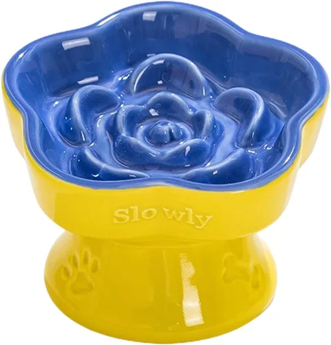 Vista 12 de Ceramic Dog and Cats Slow Feeder Treats Bowl with Raised Design for Small Pet Helps Choking and Improves Digestion Pet Slow Feeder Bowl caramel