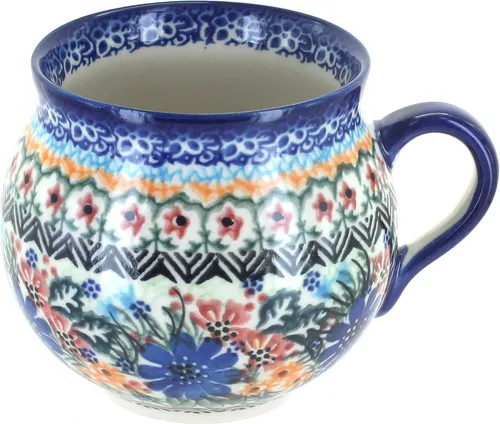 Vista 13 de Blue Rose Polish Pottery - Yellow Alyssa Bubble Mug - 14 oz - Unique Shape Mug for Coffee & Tea