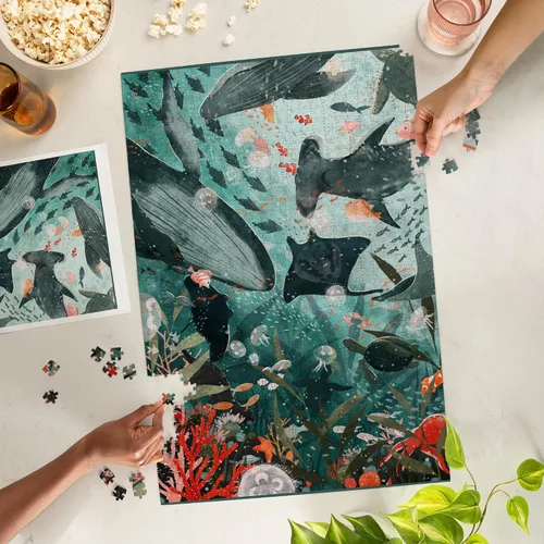 Vista 3 de Lantern Press Under The Sea, rompecabezas de 1000 piezas para adultos, fabricado en Estados Unidos con referencia