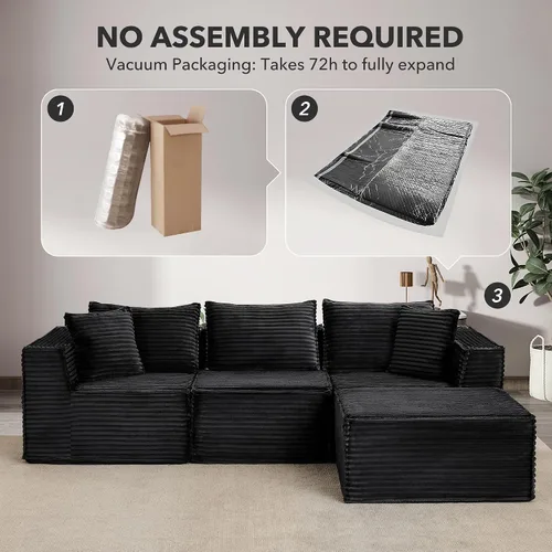 Vista 9 de Sofá modular modular de 107 pulgadas, moderno sofá seccional Cloud con asiento profundo, sofá deshuesado en forma de L con diván para sala de estar
