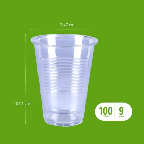 Vista 4 de Amazon Basics Pequeños vasos desechables de plástico transparente, 9 onzas, 100