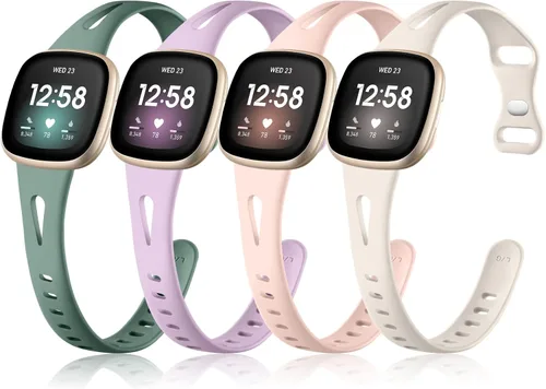 Vista 10 de Ouwegaga Compatible with Fitbit Versa 4 Bands for Woman/Sense 2/Sense/Versa 3 Bands for Men,Soft Silicone Slim Sport Strap Compatible with Fitbit