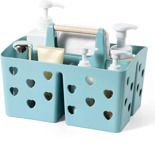 Vista 14 de Anyoifax Organizador de Ducha Portátil Cesta de Ducha de Plástico Organizador de Baño Dividido Organizador de Limpieza de Almacenamiento con Asa