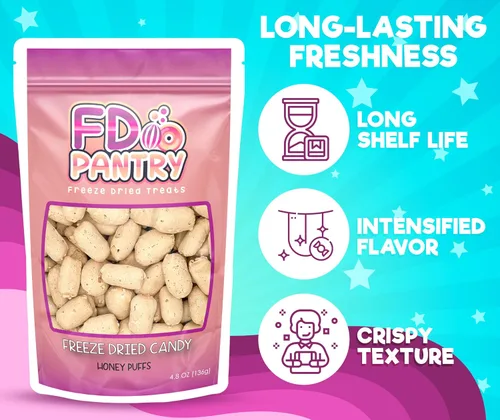 Vista 3 de Caramelos liofilizados: giro crujiente en masticables clásicos en bolsa resellable, perfecto para regalos, aventuras al aire libre y almacenamiento