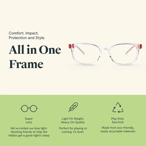 Vista 5 de Gafas ovaladas con bloqueo de luz azul para niños y niñas (junio)