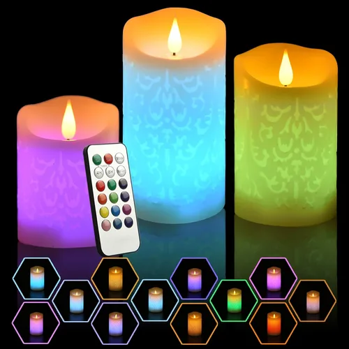 Vista 18 de Velas de té recargables sin llama con temporizador remoto y base de carga, velas LED que funcionan con pilas, velas USB para otoño, boda, Navidad