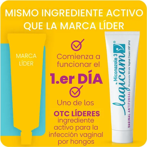 Vista 3 de LAGICAM Crema Vaginal Antimicotico - 3 dias Comienza a trabajar en el primer día, crema vaginal antifúngica de nitrato de miconazol, alivia