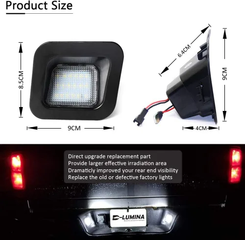 Vista 7 de D-Lumina Conjunto de luces LED para matrícula, lente transparente compatible con Dodge Ram 1500 2500 3500 2003-2018, luz de etiqueta de parachoques