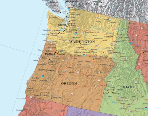 Vista 4 de Mapa de pared 3D clásico con mares azules de los Estados Unidos de América, 24x36, 24 x 36 pulgadas
