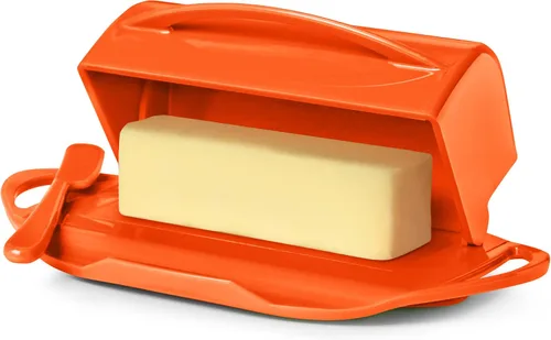 Vista 5 de Butterie Mantequillera abatible con tapa y esparcidor de cuchillos a juego para encimera con pinzas para tostadora, bandeja de mantequilla sin