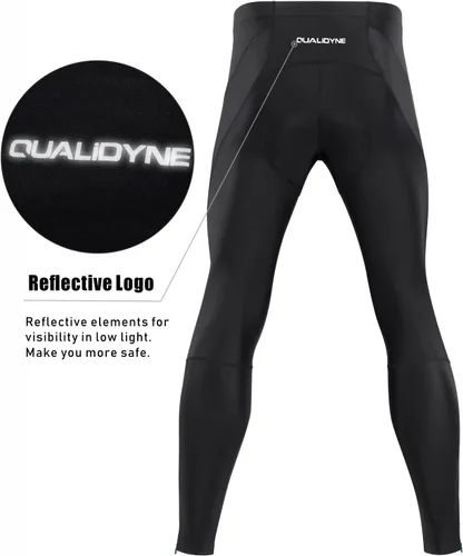 Vista 4 de qualidyne Pantalones largos de ciclismo para hombre, mallas acolchadas 4D para ciclismo, leggings para ciclismo al aire libre