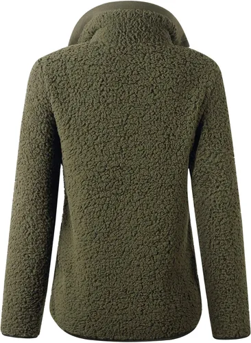 Vista 5 de AQOTHES Sudadera suelta casual con cremallera y bolsillos de forro polar Sherpa para mujer