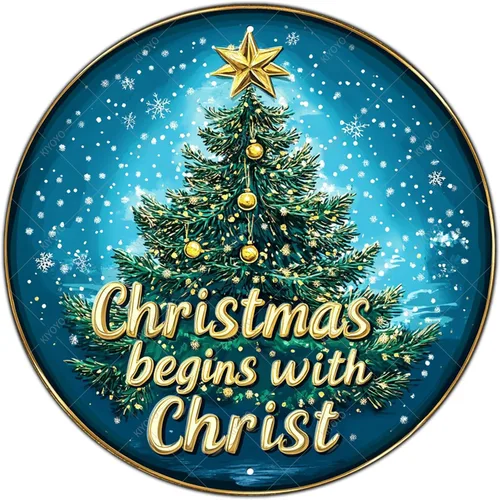 Vista 12 de Letrero redondo de metal rústico para decoración de pared, placa de decoración de pared con texto en inglés "Merry Christmas" azul y plateado