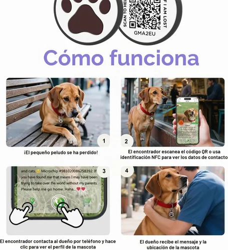 Vista 4 de Etiqueta para gatos con código QR, página de perfil en línea de mascota modificable, múltiples contactos de emergencia, silicona silenciosa, ligera