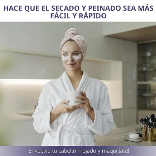 Vista 2 de SimpleField Paquete de 2 toallas de microfibra para el cabello para mujer, antiencrespamiento, de secado rápido, turbante para todo tipo de cabello