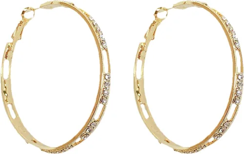 Vista 3 de 1 par de aretes de plata para mujer, aretes populares con forma de C, de aleación de diamante, para niña