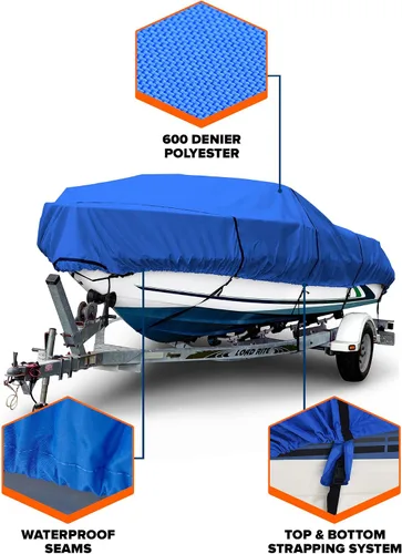Vista 2 de Funda para barco pesquero con casco en "V", denier 600, de Budge, Azul