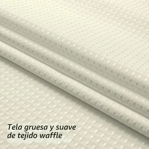 Vista 3 de MitoVilla Cortina de ducha de tela texturizada ponderada de lujo beige, 72 Marfil