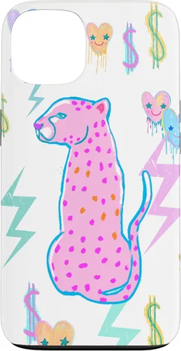 Vista 7 de iPhone 16 Preppy Art Cheetah, Pink Cheetah, Preppy Art Estética Funda