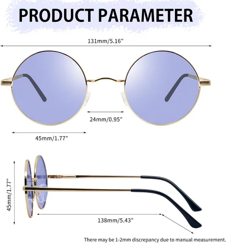 Vista 5 de Joopin Lentes de sol redondos pequeños retro, redondos, hippie, polarizados, protección UV400, pantallas de metal para hombres y mujeres
