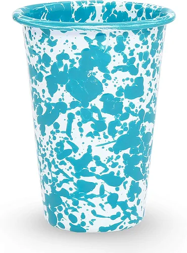 Vista 13 de Vaso esmaltado, 14 onzas, salpicadura negra/blanca (individual)