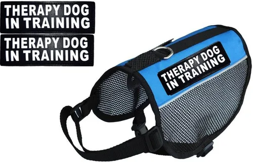 Vista 3 de Arnés de malla para perros de terapia Cool Comfort Nylon Compra viene con 2 terapias reflectantes para perros en parches de entrenamiento. Mide a tu