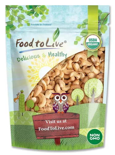 Vista 10 de Food to Live Anacardos enteros orgánicos tostados en seco con sal del Himalaya, 1 libra sin OMG, nueces tostadas al horno y ligeramente saladas, sin