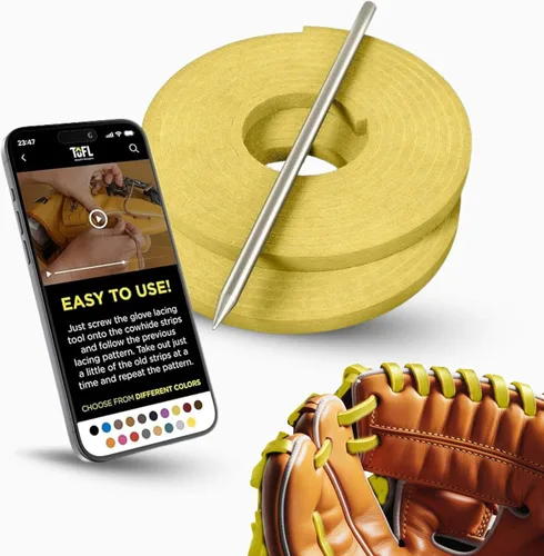 Vista 12 de TOFL Kit de encaje para guantes de sóftbol y béisbol Kit de reparación de cordones de guante de encaje 2 cordones de cuero con aguja de cordones