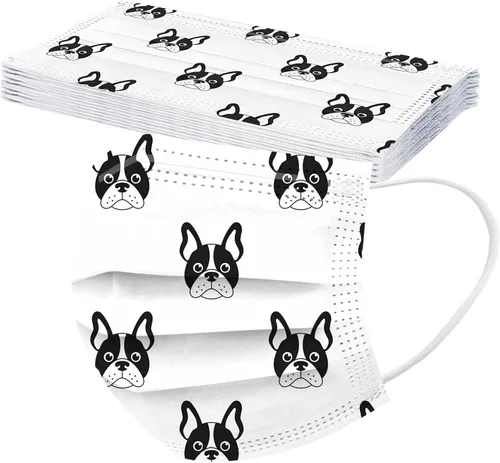 Vista 7 de 50 máscaras desechables para adultos, gatos, gatitos, antipolvo, cuidado de la piel, para vacaciones, máscara facial con estampado de cachorro
