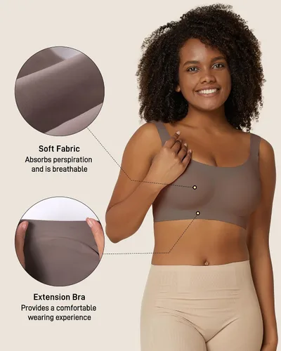 Vista 5 de Niidor Bralette sin varillas para mujer, ajustable, sin costuras, cómodo brasier sin varillas