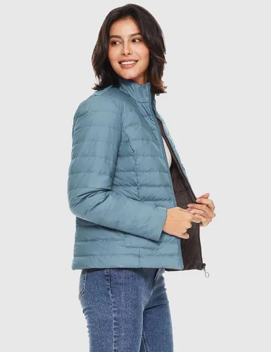 Vista 6 de ELEZAY Chaqueta acolchada reversible para mujer, plegable, ligera, acolchada