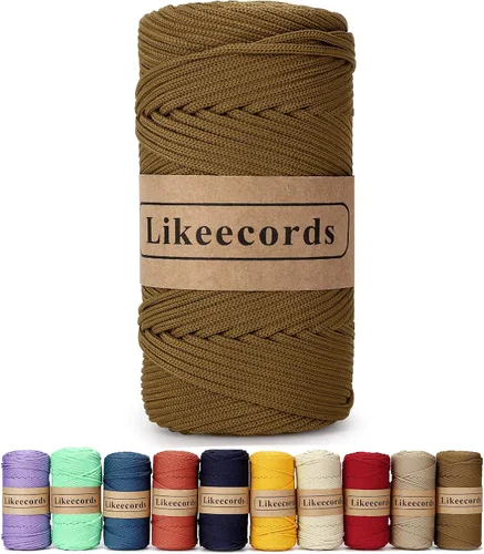 Vista 20 de Likeecords Cordón de macramé trenzado de poliéster de 0.157 in, 140 yardas, 426 pies, hilo elástico para bolsa de ganchillo para manualidades